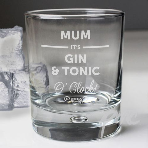 Personalised Its... OClock Tumbler Bubble Glass