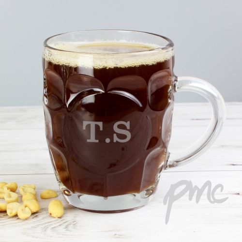 Personalised Initial Dimple Tankard Pint Glass