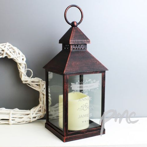 Personalised Couple's Floral Black Lantern