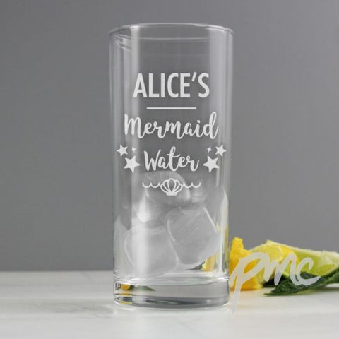 Personalised Mermaid Water Hi Ball Glass