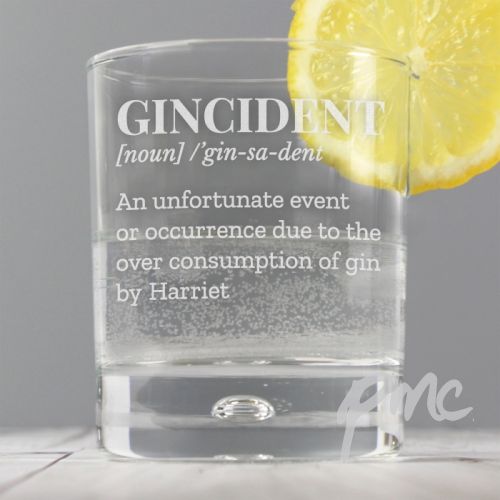 Personalised Gincident Tumbler Bubble Glass