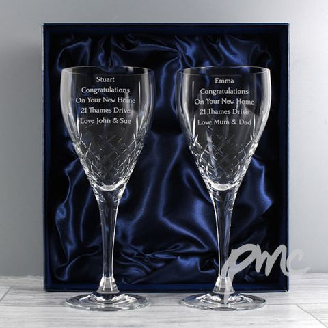 Personalised Pair of Crystal Wine Glasses