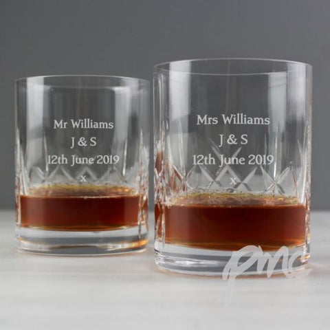 Personalised Pair of Crystal Whisky Tumblers