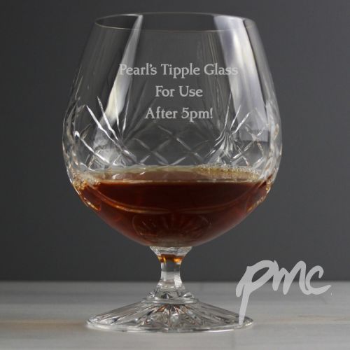 Personalised Cut Crystal Large Brandy Glass
