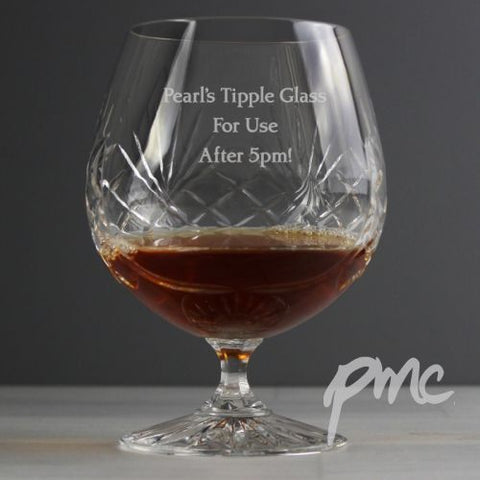 Personalised Cut Crystal Large Brandy Glass