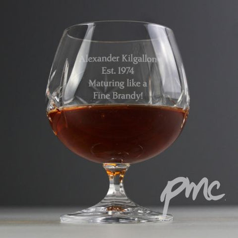 Personalised Cut Crystal Small Brandy Glass