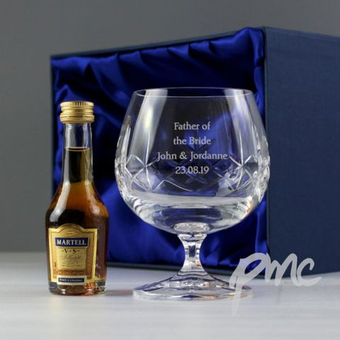 Personalised Cut Crystal & Brandy Gift Set