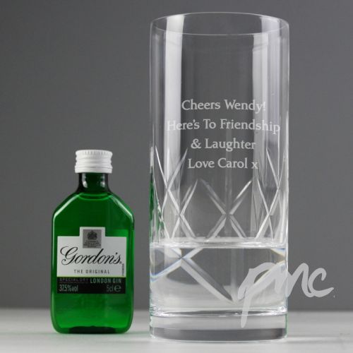 Personalised Cut Crystal & Gin Gift Set