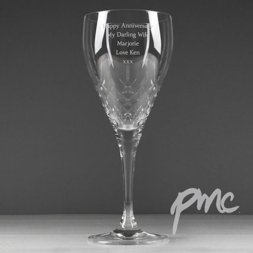 Personalised Cut Crystal Wine Glass
