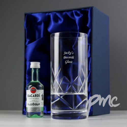 Personalised Cut Crystal Bacardi Set