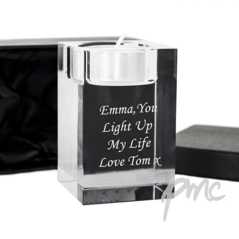 Personalised Optic Glass Tea Light Candle Holder