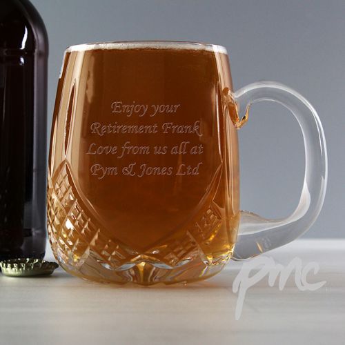 Personalised Pint Cut Crystal Round Tankard