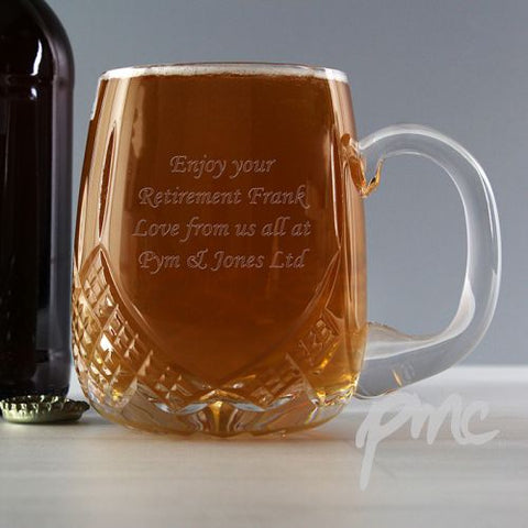 Personalised Pint Cut Crystal Round Tankard