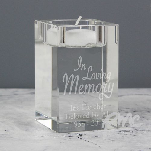 Personalised In Loving Memory Glass Tea Light Candle Holder