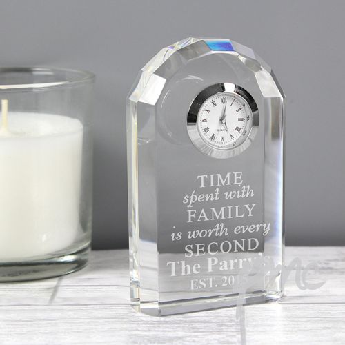 Personalised Time Spent With Family Crystal Clock