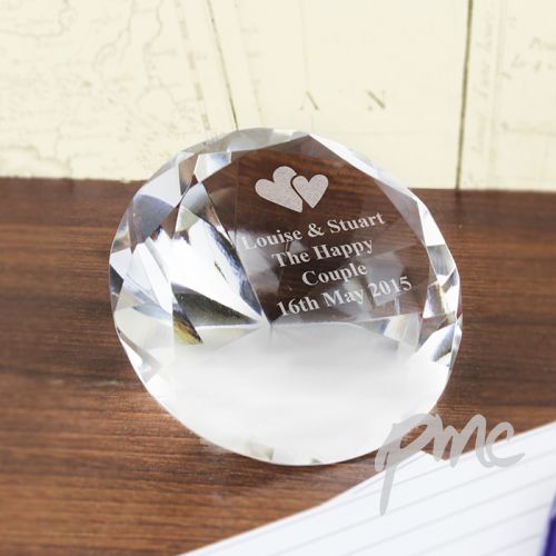 Personalised Heart Motif Diamond Paperweight
