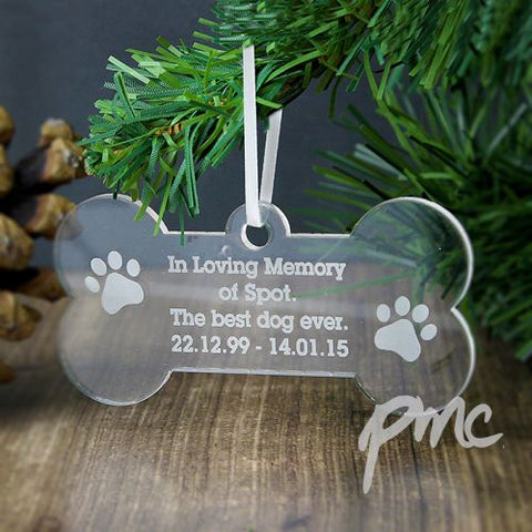 Personalised Acrylic Dog Bone Decoration