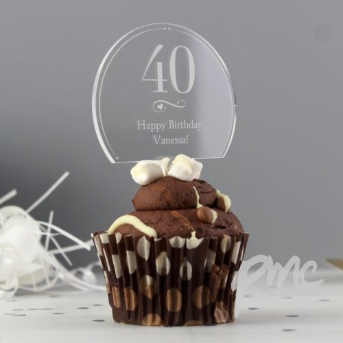 Personalised Swirls & Hearts Age Acrylic Cake Topper
