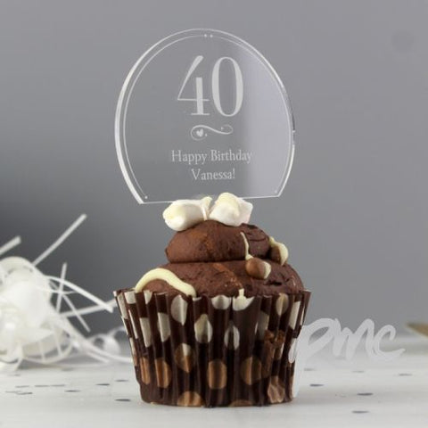 Personalised Swirls & Hearts Age Acrylic Cake Topper