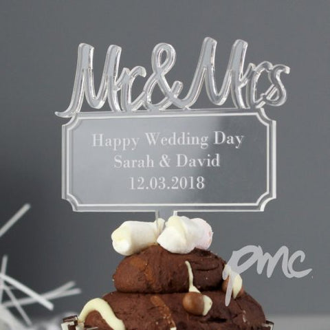 Personalised Mr & Mrs Plaque Acrylic Cake Topper