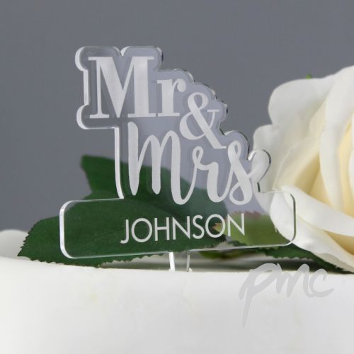 Personalised Mr & Mrs Acrylic Cake Topper