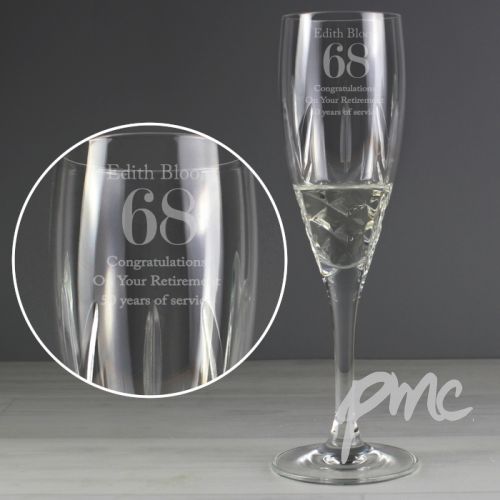 Personalised Big Age Cut Crystal Champagne Flute