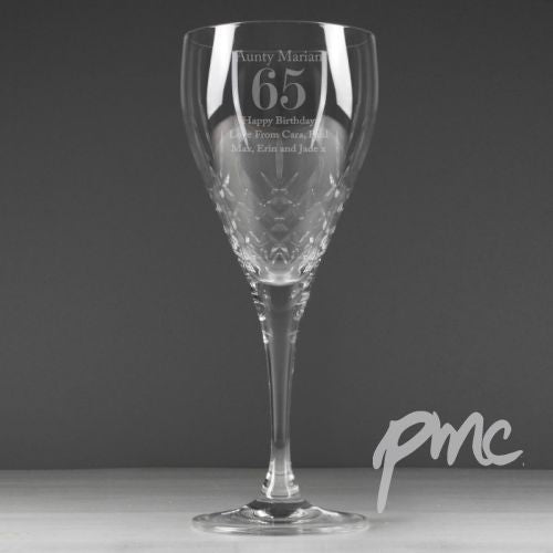 Personalised Big Age Cut Crystal Wine Glass