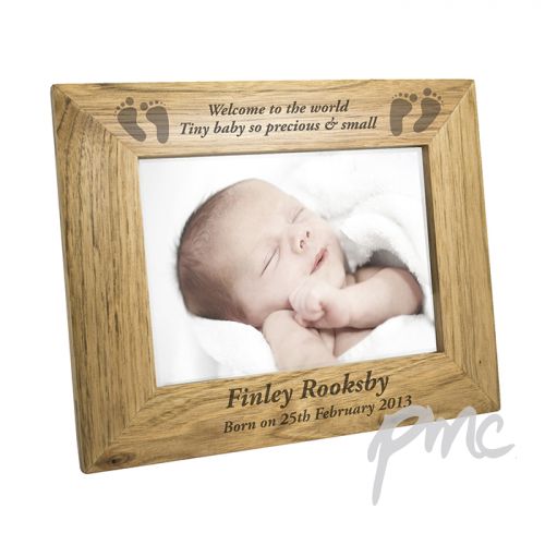 Personalised 7x5 Baby Feet Wooden Photo Frame