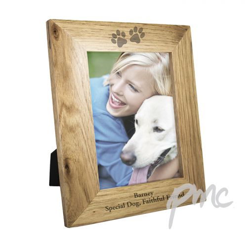 Personalised 5x7 Paw Prints Wooden Photo Frame