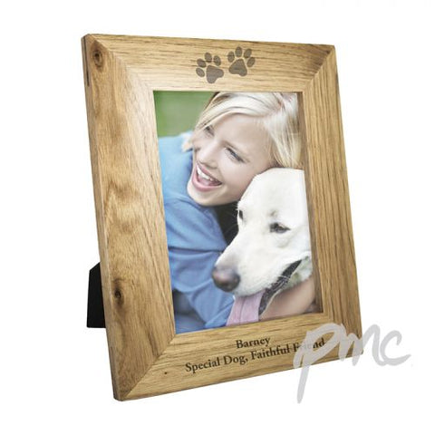 Personalised 5x7 Paw Prints Wooden Photo Frame