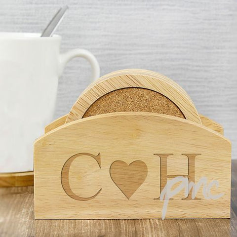 Personalised Monogram Heart Coaster Set