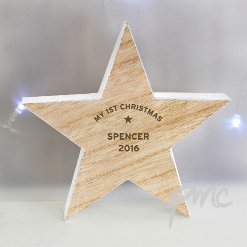 Personalised Rustic Wooden Star Decoration