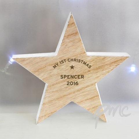 Personalised Rustic Wooden Star Decoration