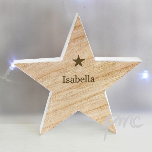 Personalised Any Name Rustic Wooden Star Decoration