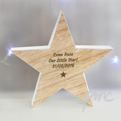 Personalised Star Motif Rustic Wooden Star Decoration