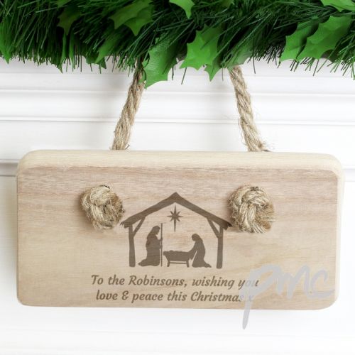 Personalised Nativity Wooden Sign
