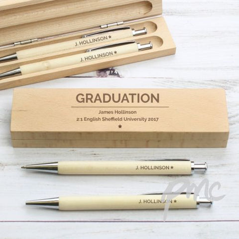 Personalised Classic Wooden Pen & Pencil Box Set