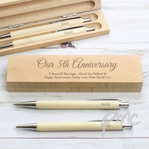 Personalised Any Message Wooden Pen & Pencil Box Set
