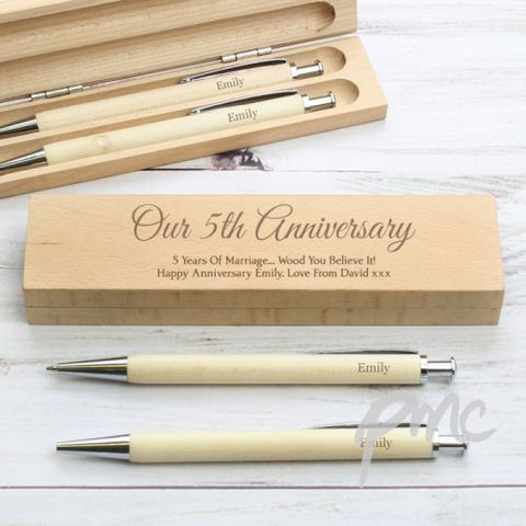 Personalised Any Message Wooden Pen & Pencil Box Set