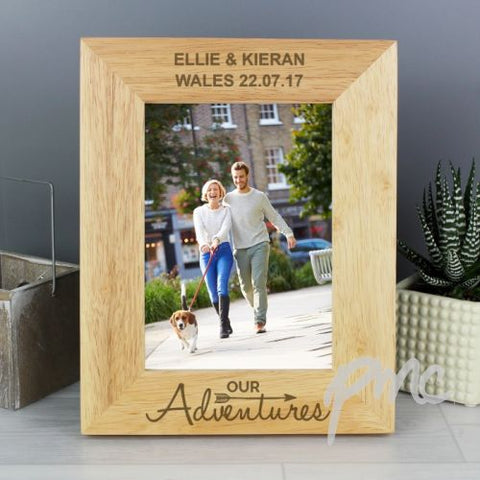 Personalised 5x7 Our Adventures Wooden Photo Frame