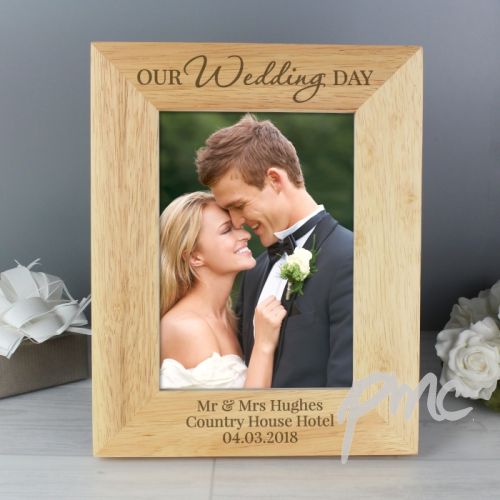 Personalised 'Our Wedding Day' Wooden 5x7 Photo Frame