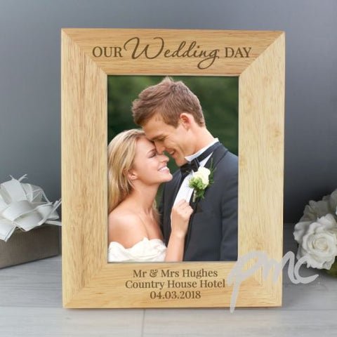 Personalised 'Our Wedding Day' Wooden 5x7 Photo Frame