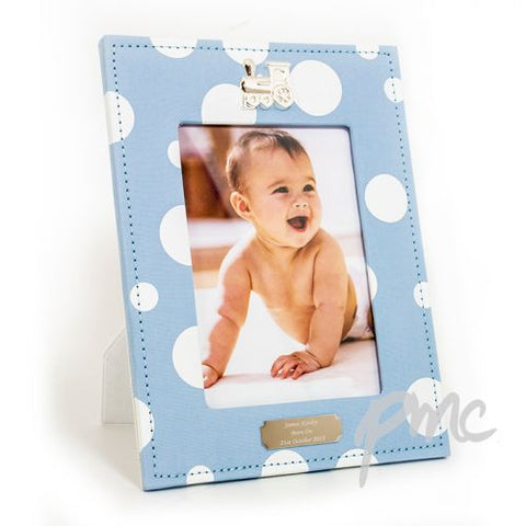 Personalised Polka Dot Blue 5x7 Photo Frame