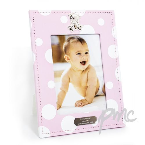 Personalised Polka Dot Pink 5x7 Photo Frame