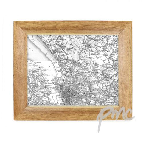 Personalised Postcode Map 10x8 Wooden Frame - Old Series