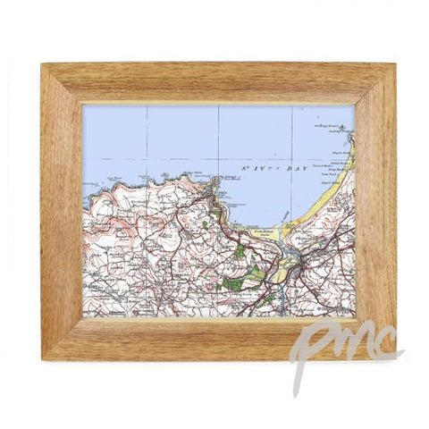 Personalised Postcode Map 10x8 Wooden Frame - Popular Edition