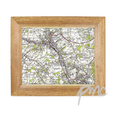Personalised Postcode Map 10x8 Wooden Frame - New Popular Edition
