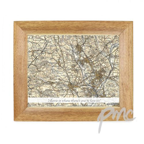 Personalised Postcode Map 10x8 Wooden Photo Frame - Revised New With Message