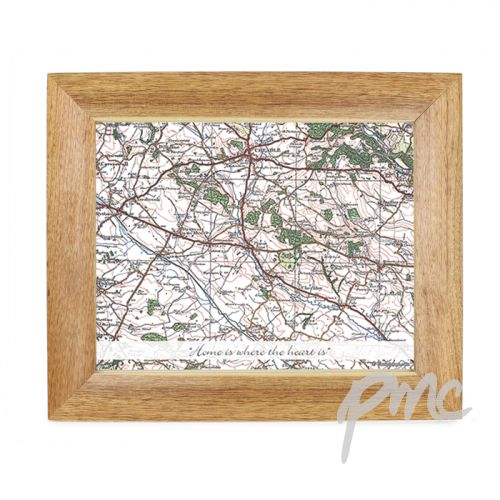 Personalised Postcode Map 10x8 Wooden Photo Frame - Popular Edition With Message
