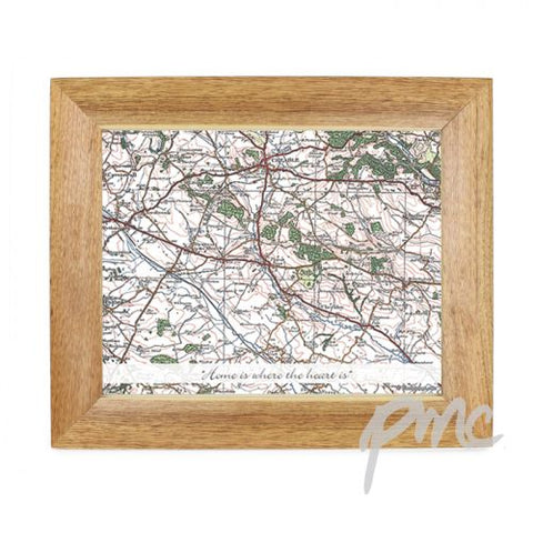 Personalised Postcode Map 10x8 Wooden Photo Frame - Popular Edition With Message